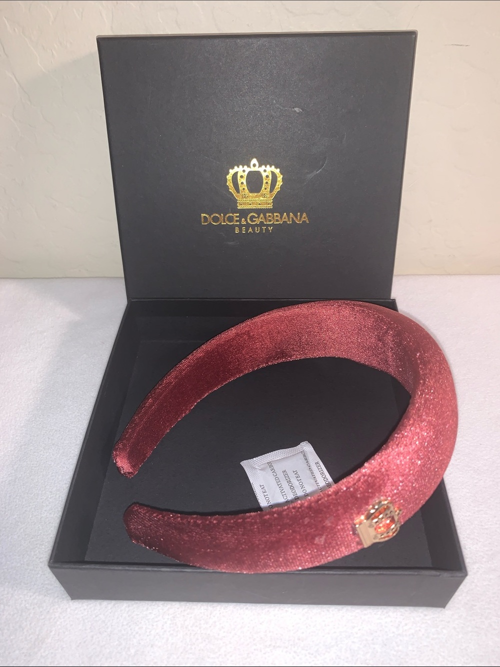 DOLCE & GABBANA BRAND NEW IN BOX LIMITED EDITION ROSE PLUSH VELVET HEADBAND